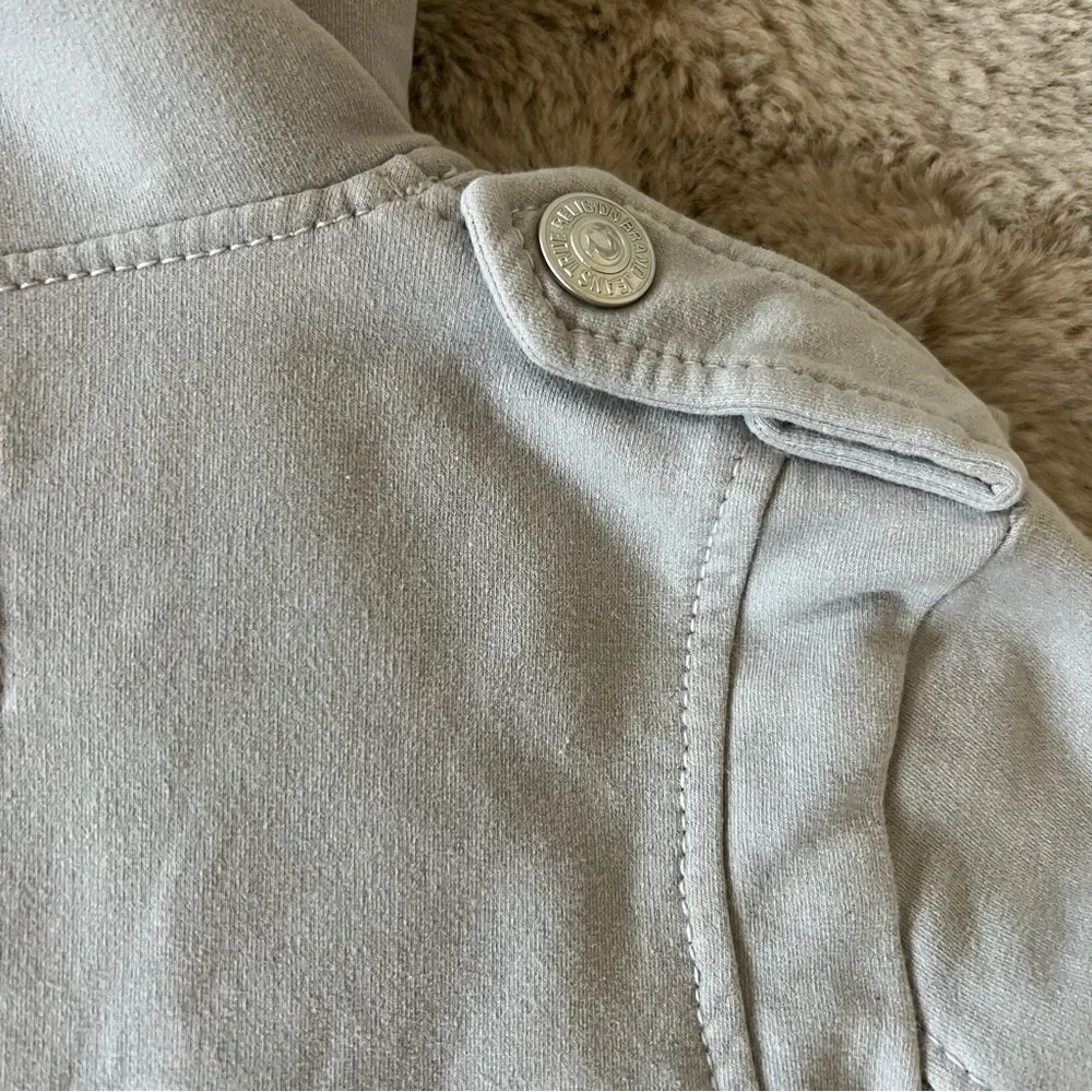 True Religion Girls Light Gray Biker Moto Style Hoodie Jacket SZ XL